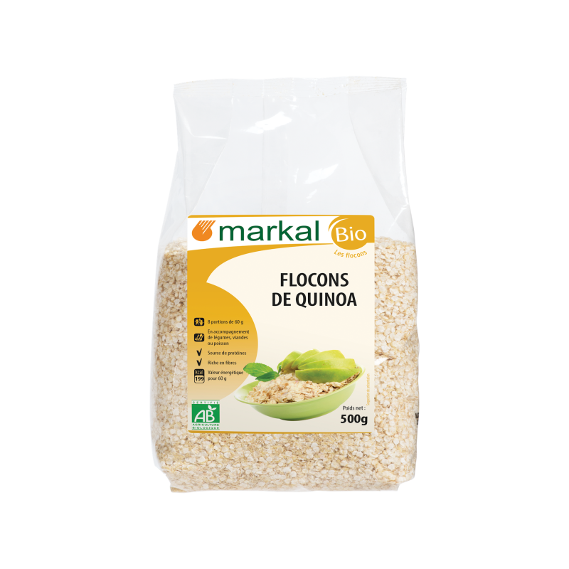 Flocons de Quinoa Bio - Sans Gluten, (6x500g), Vrac BIO, Markal