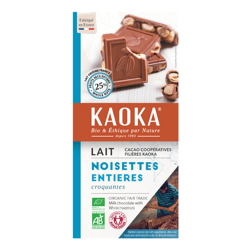 Tablette de chocolat au lait sans sucre et noisettes