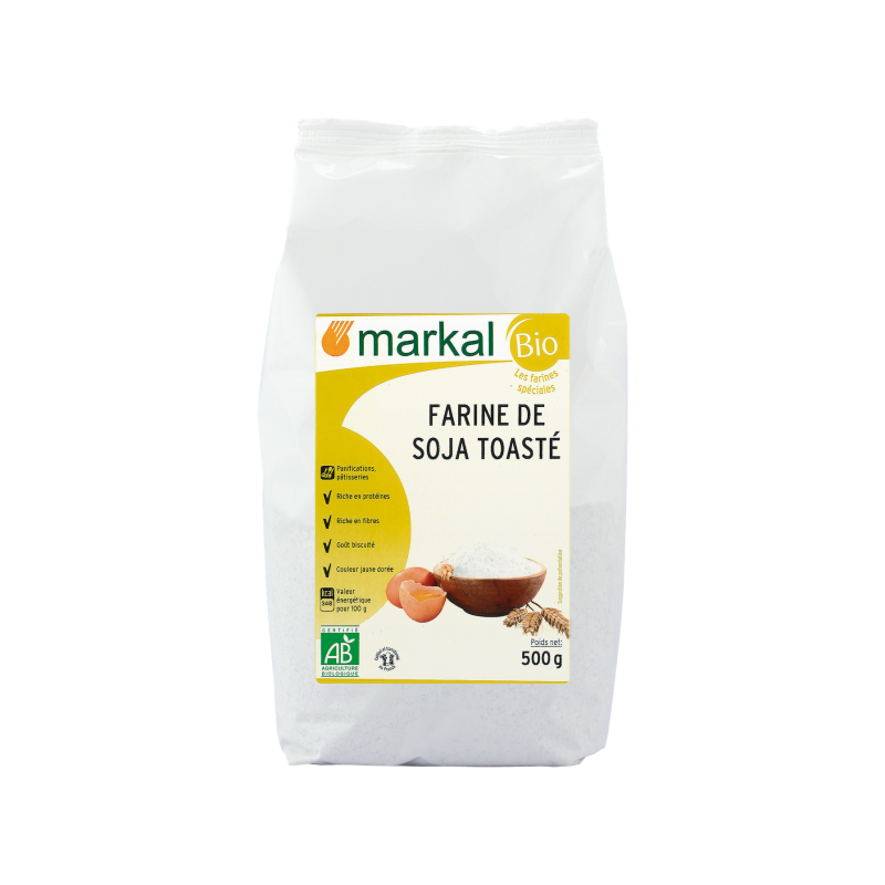 Farine de Soja Toastée Bio, (6X500g)